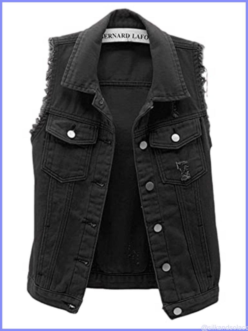 Sleeveless Ripped Denim Vest Jacket with Pockets